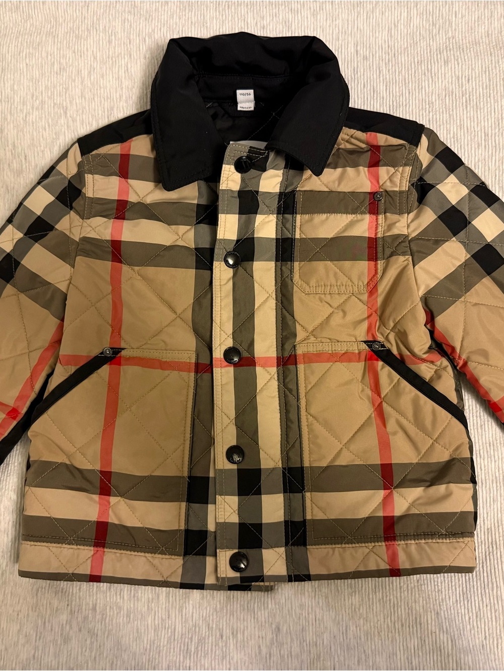 Classic Burberry Novacheck Quilted Kids Jacket - Beige/Black 4Y / 4T